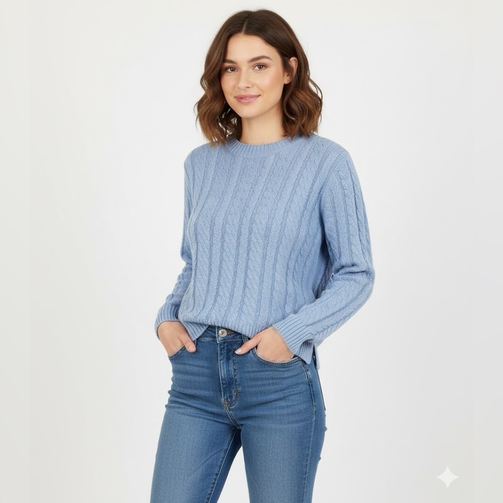 Ashley By 26 International Light Blue Cable Knit Sweater